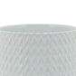 Ceramic Planter with Chevron Pattern and Wooden Stand Small White By Casagear Home BM266287