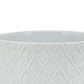 Ceramic Planter with Diamond Pattern and Wooden Stand Small White By Casagear Home BM266289