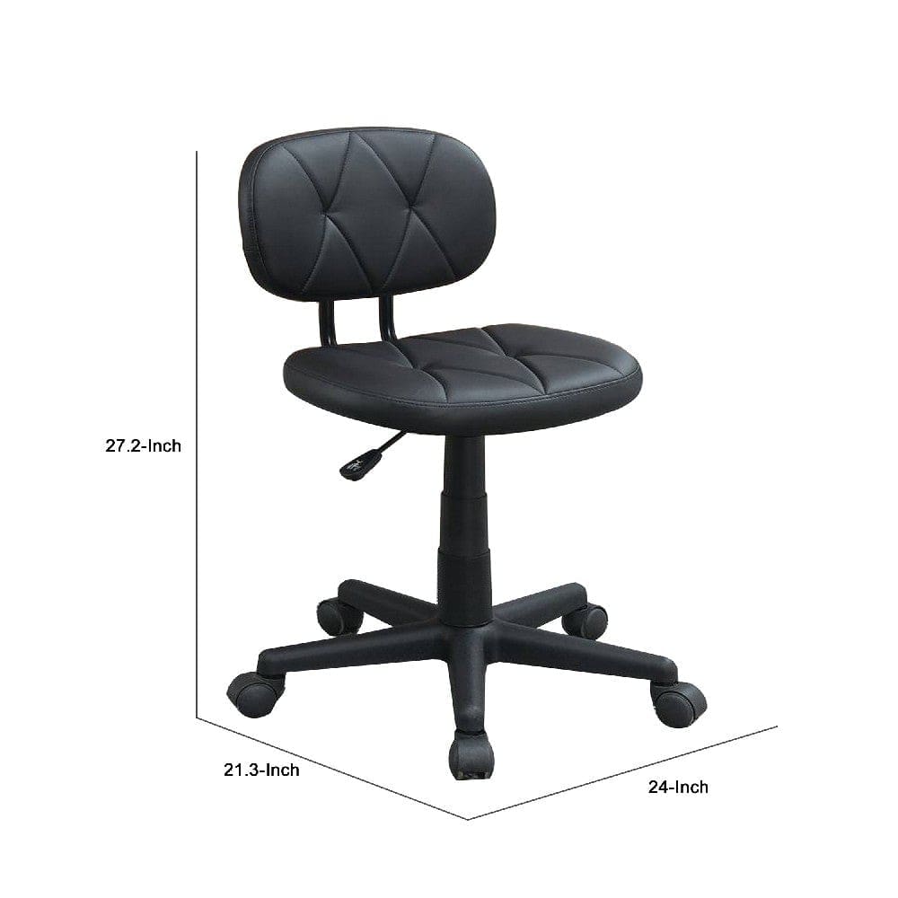 Office Chair with Adjustable Height and Diamond Stitch Black By Casagear Home BM266473