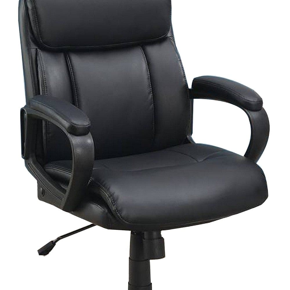 Office Chair with Top Padded Back and Casters Black By Casagear Home BM266479