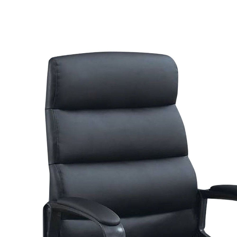 Office Chair with Horizontally Tufted Padded Back Black By Casagear Home BM266480