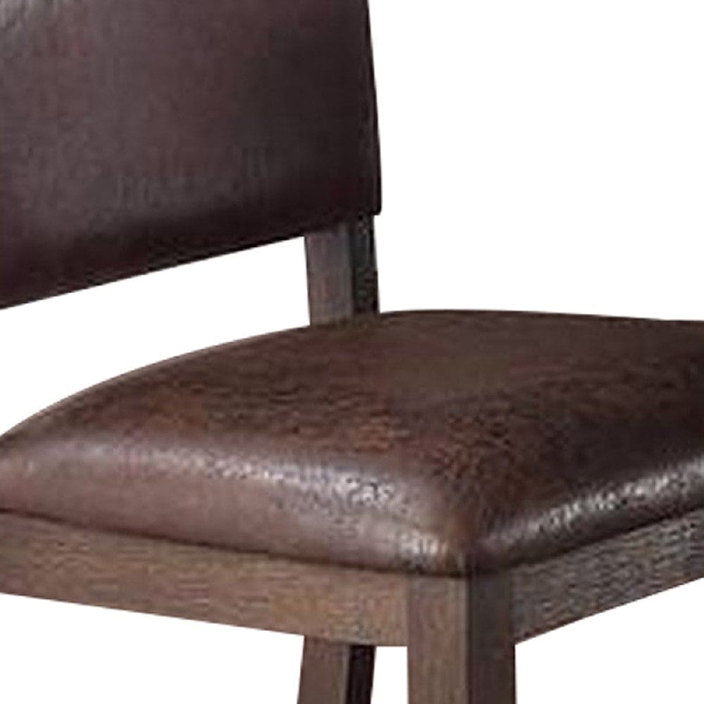 Counter Height Chair with Leatherette Seat and Rivets Set of 2 Brown By Casagear Home BM266495