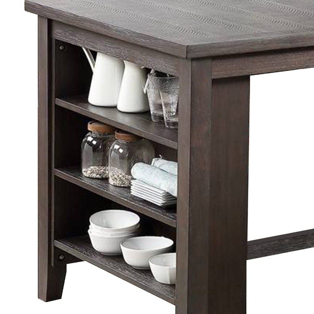 Counter Height Table with 3 Open Compartments Large Dark Brown By Casagear Home BM266505