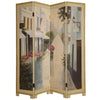 Wooden Screen with Artwork of Hand Painted Paris Promenade Multicolor - BM26652 By Casagear Home BM26652