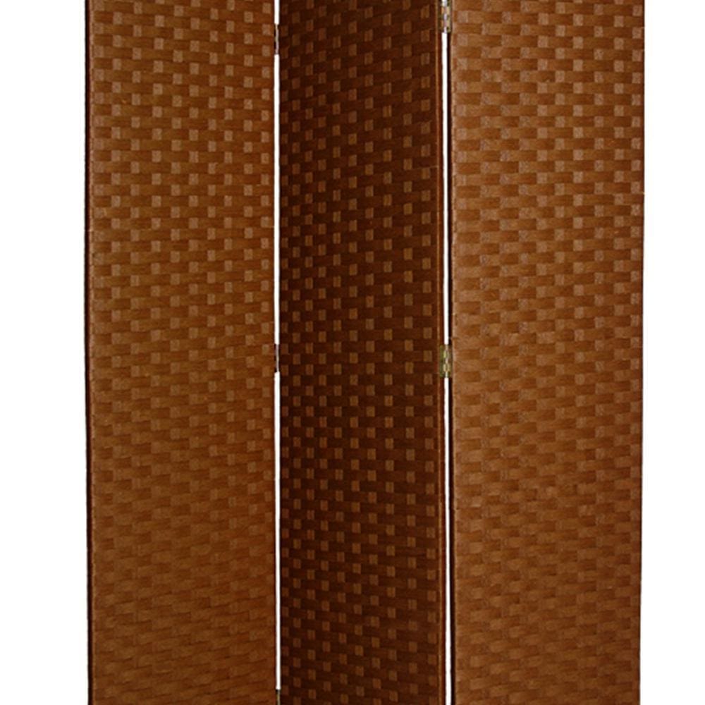 Wooden Foldable 3 Panel Room Divider with Streamline Design Dark Brown - BM26679 By Casagear Home BM26679