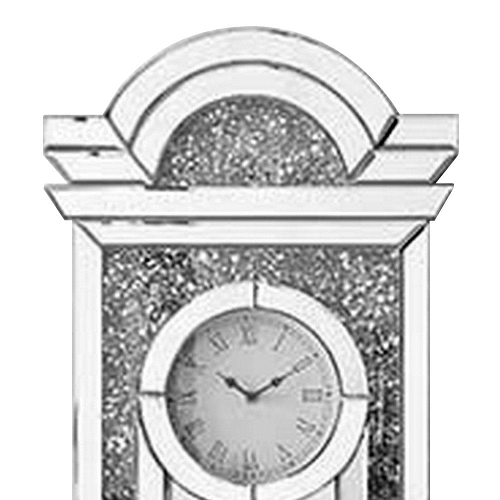 Wall Clock with Mirror Trim and Scalloped Top Silver By Casagear Home BM268976