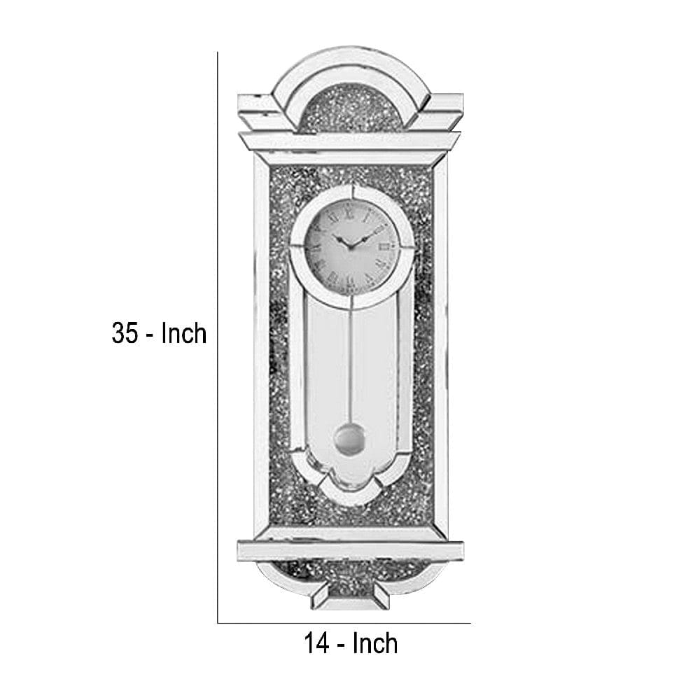 Wall Clock with Mirror Trim and Scalloped Top Silver By Casagear Home BM268976