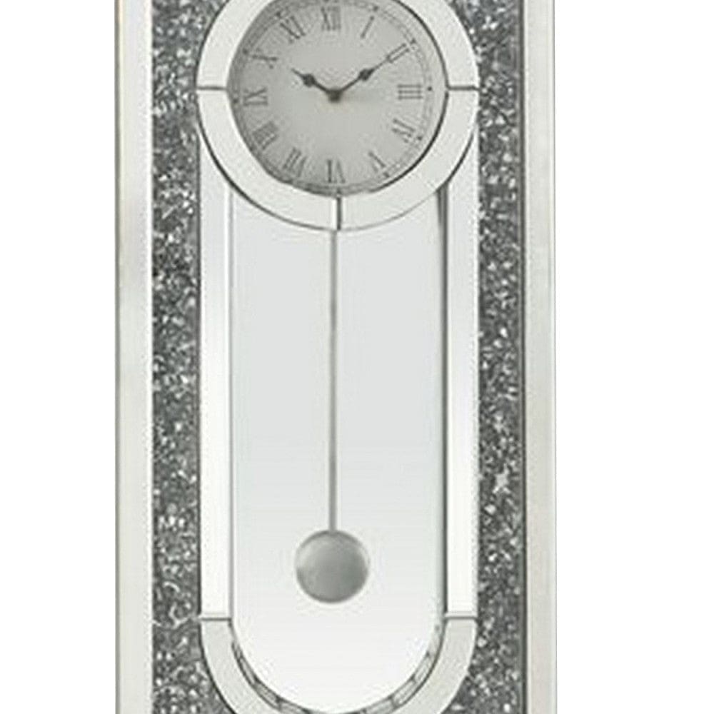 Wall Clock with Mirror Trim and Molded Design Silver By Casagear Home BM268979