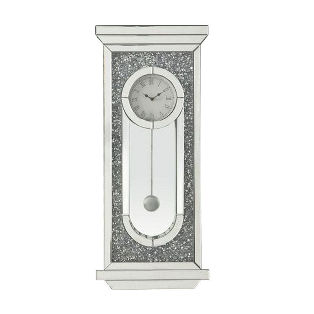 Wall Clock with Mirror Trim and Molded Design, Silver By Casagear Home