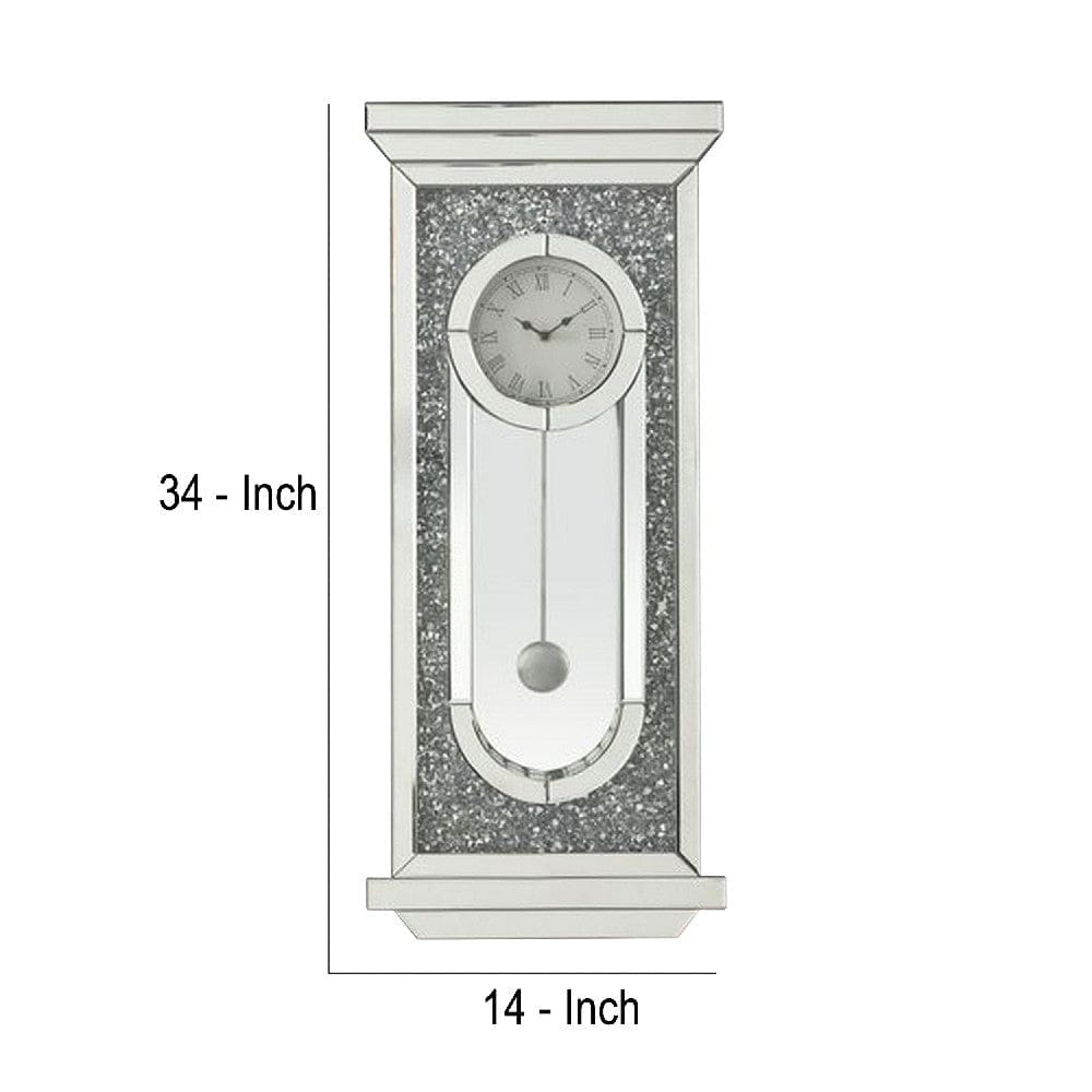 Wall Clock with Mirror Trim and Molded Design Silver By Casagear Home BM268979