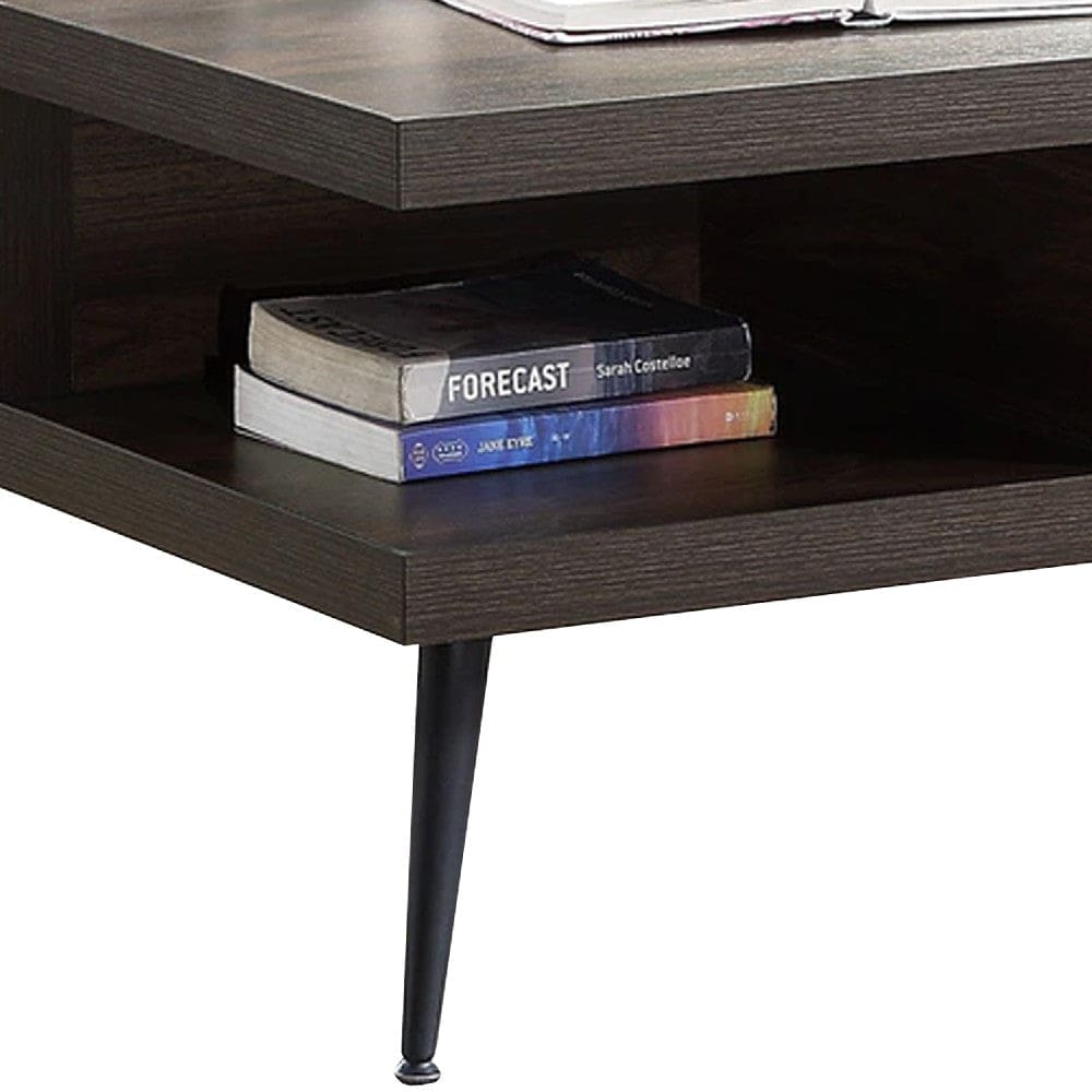 Coffee Table with Square Wooden Frame and 2 Drawers Brown By Casagear Home BM268991