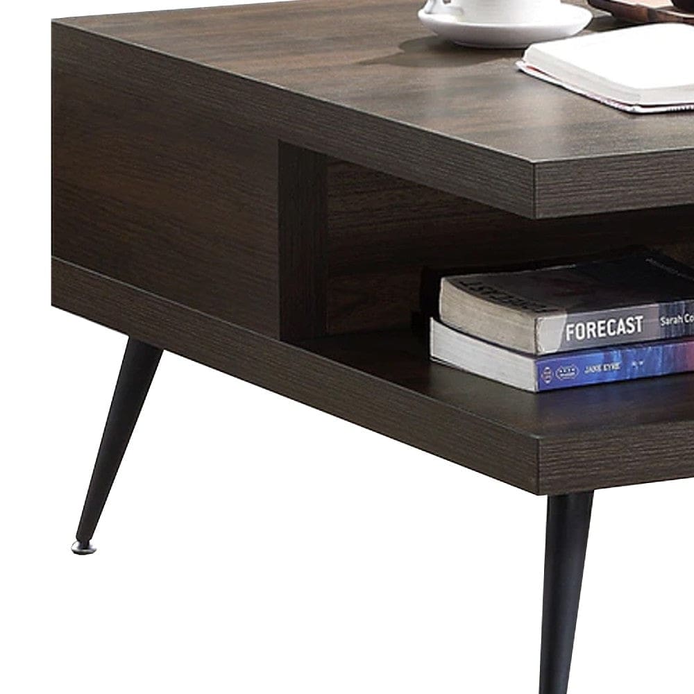 Coffee Table with Square Wooden Frame and 2 Drawers Brown By Casagear Home BM268991