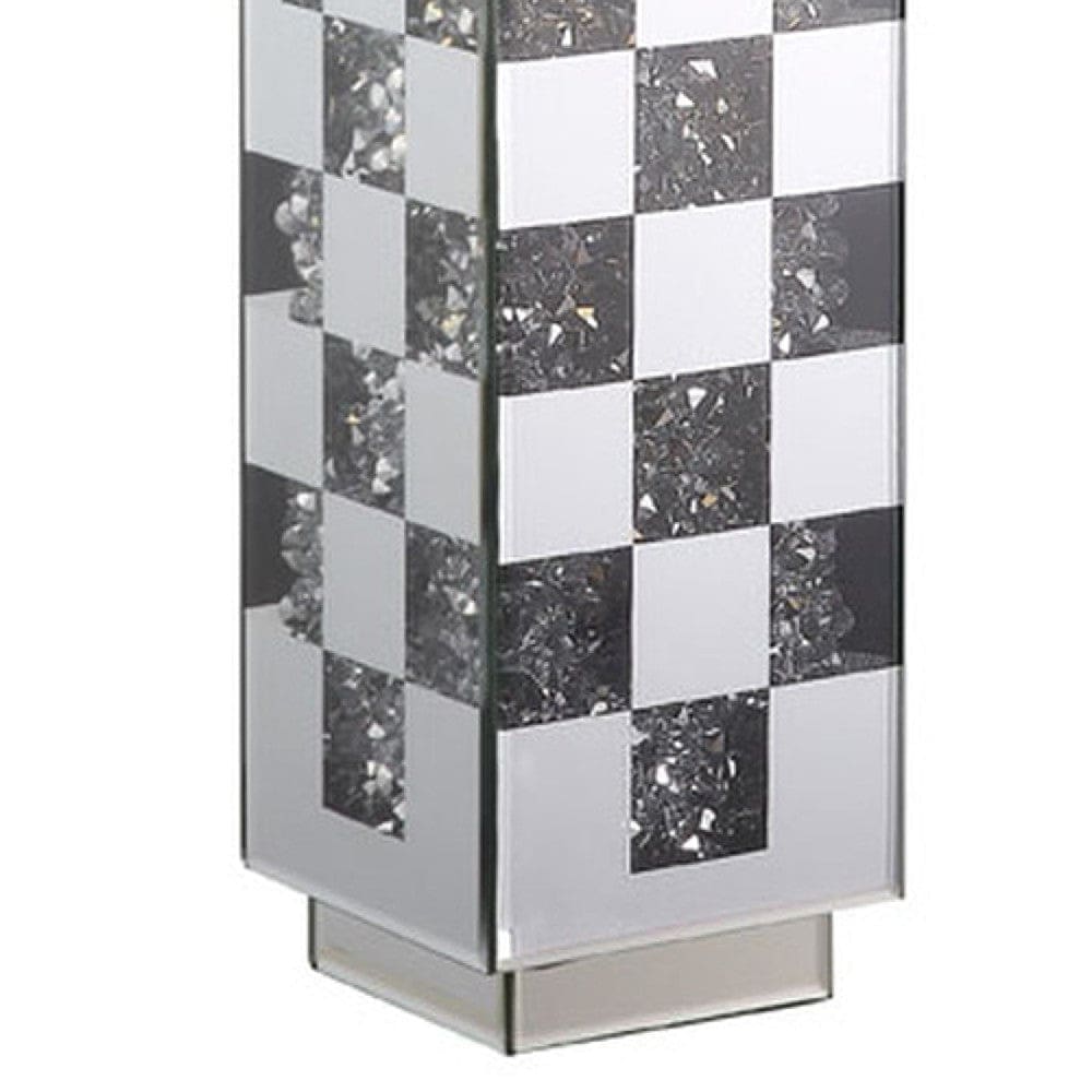 Table Lamp with Checkered Faux Diamond Inlay Silver By Casagear Home BM269032