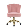 Swivel Office Chair with Shell Design Backrest Pink and Gold By Casagear Home BM269059