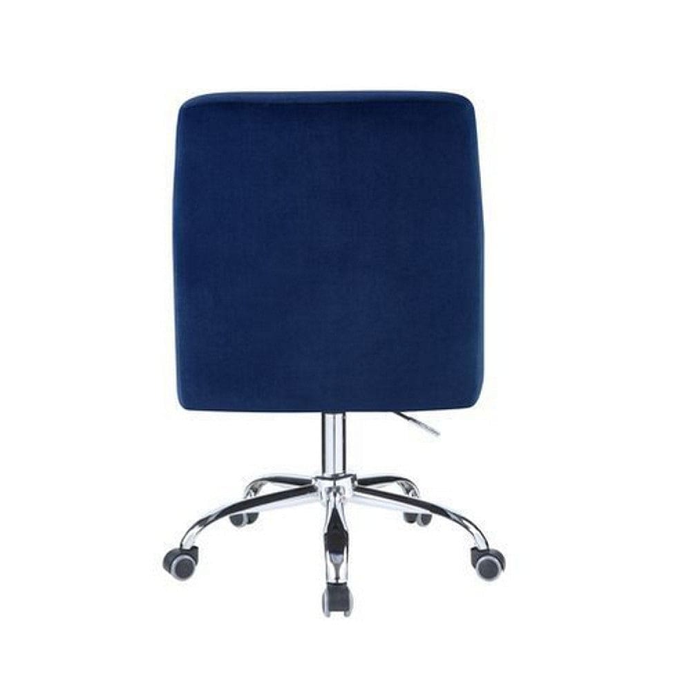 Swivel Office Chair with Sleek Track Arms and Nailhead Trim,Blue and Chrome By Casagear Home BM269060