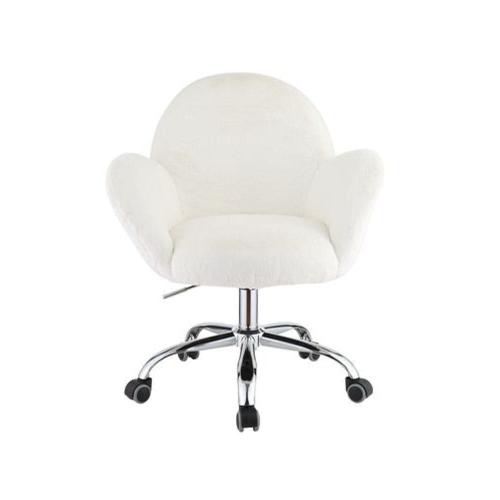 Swivel Office Chair with Rounded Back and Arms White and Chrome By Casagear Home BM269062