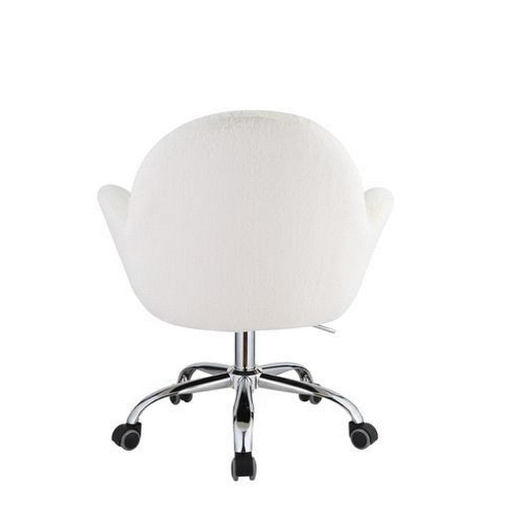 Swivel Office Chair with Rounded Back and Arms White and Chrome By Casagear Home BM269062