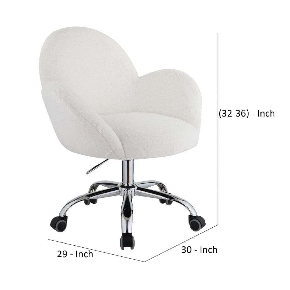 Swivel Office Chair with Rounded Back and Arms White and Chrome By Casagear Home BM269062