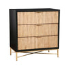 Accent Chest with 3 Corrugated Drawers and Metal Base, Black By Casagear Home