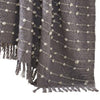 Veria 60 x 70 Cotton Throw with Pompom Stripe Design The Urban Port Gray By Casagear Home BM269182