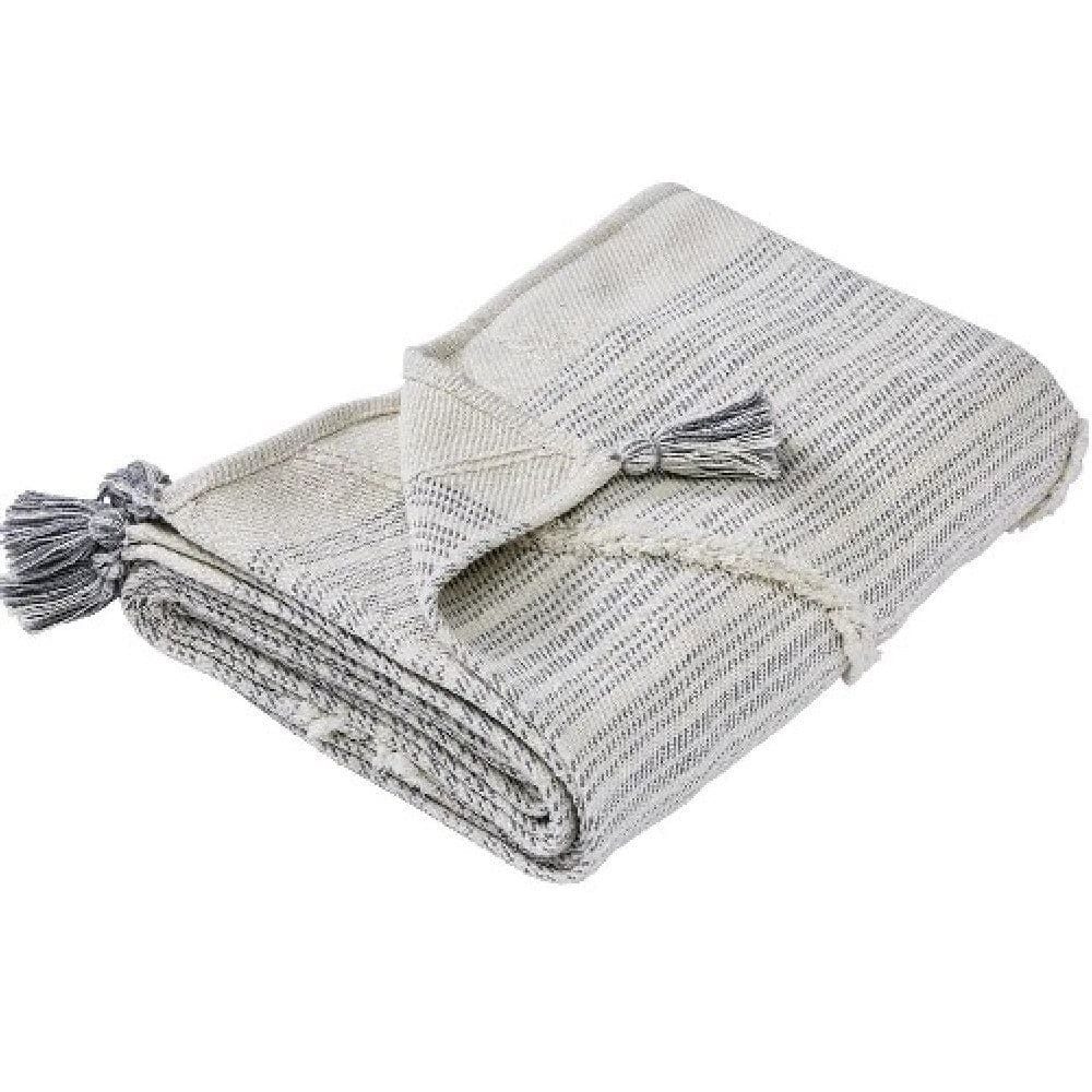 Veria 60 x 70 Cotton Throw with Diamond Pattern The Urban Port Gray By Casagear Home BM269188