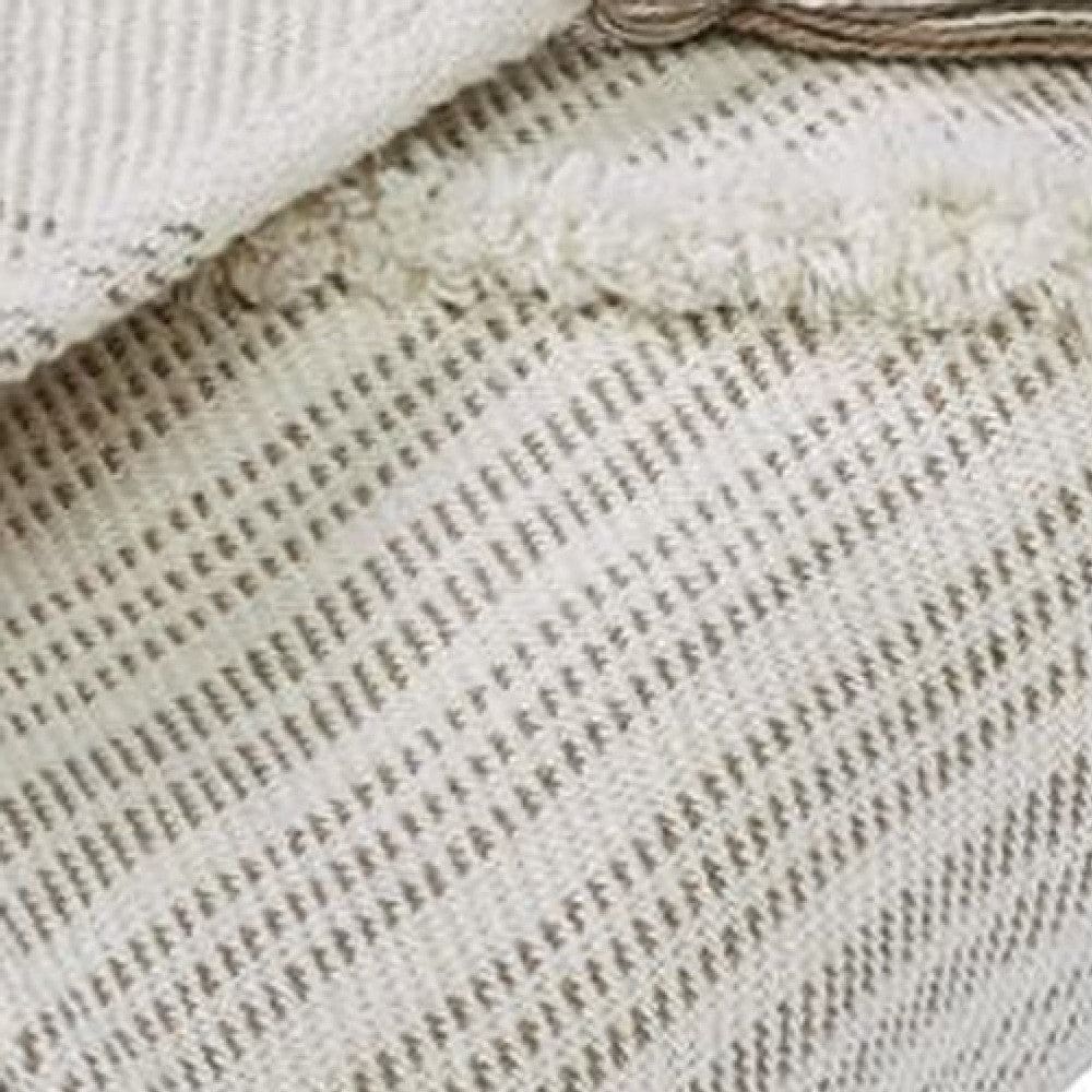 Veria 60 x 70 Cotton Throw with Diamond Pattern The Urban Port Off White By Casagear Home BM269189