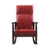 Rocking Chair with Leatherette Seating and Wooden Frame Red By Casagear Home BM269200