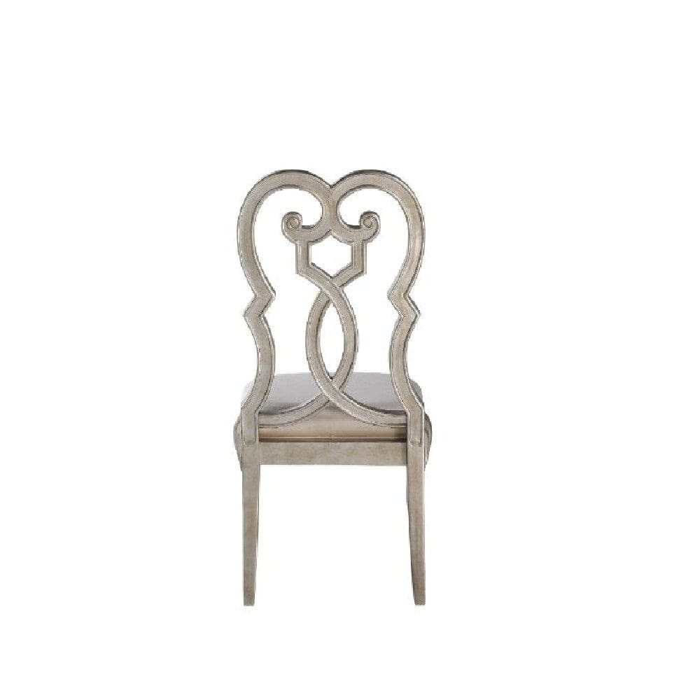 Side Chair with Wooden Scrolled Design Back Set of 2 Beige By Casagear Home BM269208