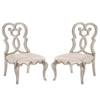 Side Chair with Wooden Scrolled Design Back, Set of 2, Beige By Casagear Home