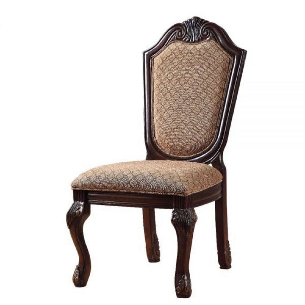 Side Chair with Padded Seating and Cabriole Legs Set of 2 Brown By Casagear Home BM269212