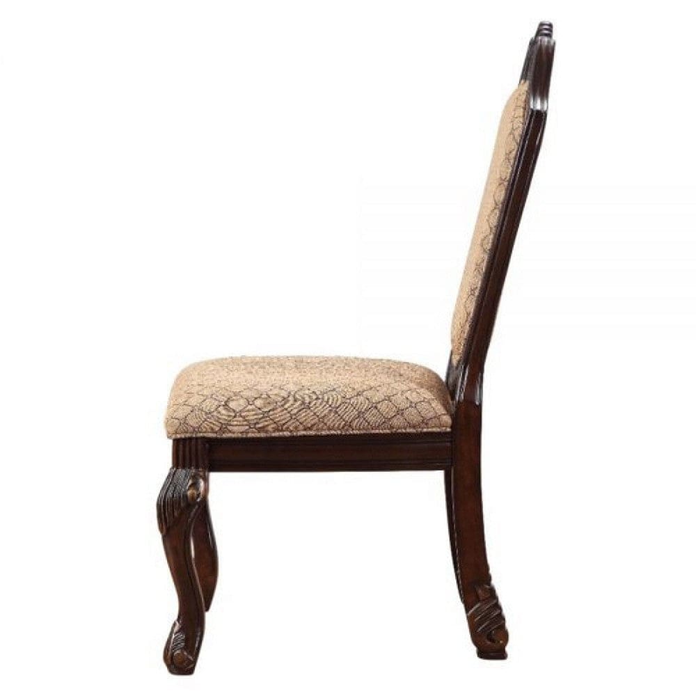 Side Chair with Padded Seating and Cabriole Legs Set of 2 Brown By Casagear Home BM269212