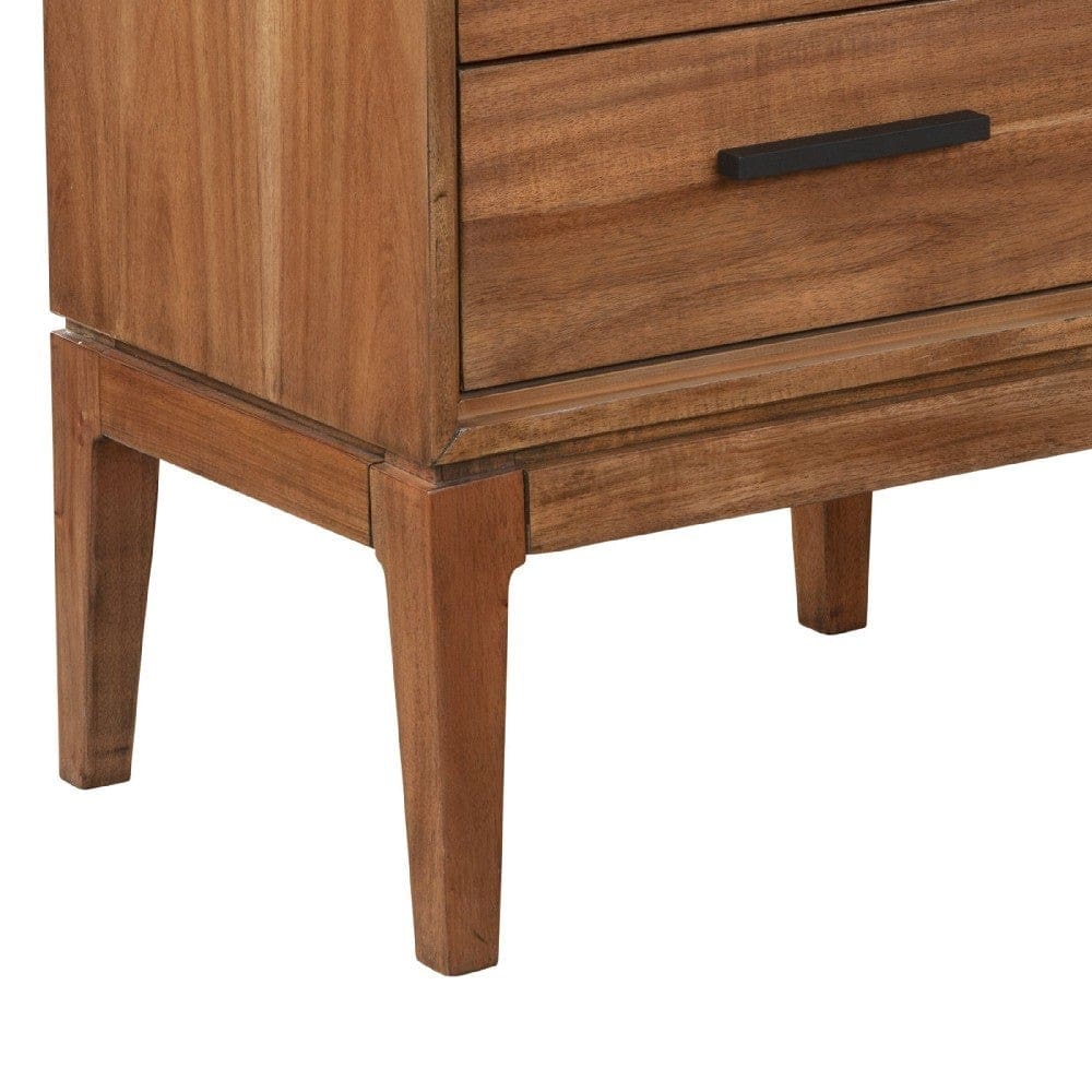 Nightstand with 2 Drawers and Wooden Frame Brown By Casagear Home BM269321