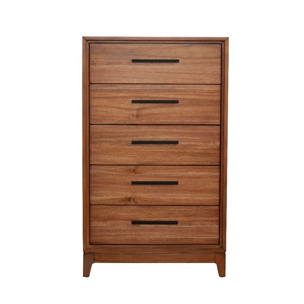 Chest with 5 Drawers and Wooden Frame Brown By Casagear Home BM269324