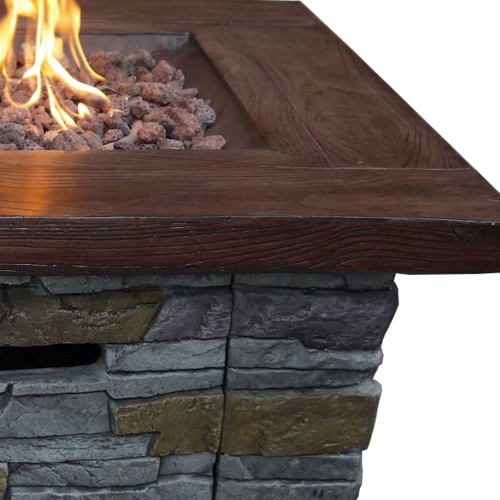 Gas Fire Pit with Lava Rocks and Control Panel Brown By Casagear Home BM269460