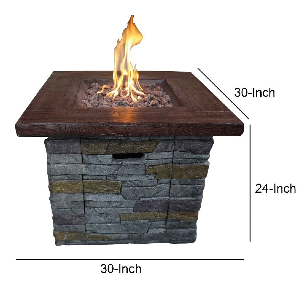 Gas Fire Pit with Lava Rocks and Control Panel Brown By Casagear Home BM269460