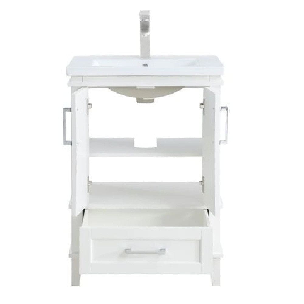 Wooden Sink Cabinet with Ceramic Basin white By Casagear Home BM269582