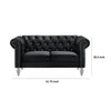 Ben 62 Inch Velvet Loveseat with Crystal Tufted Back Black Silver By Casagear Home BM271905