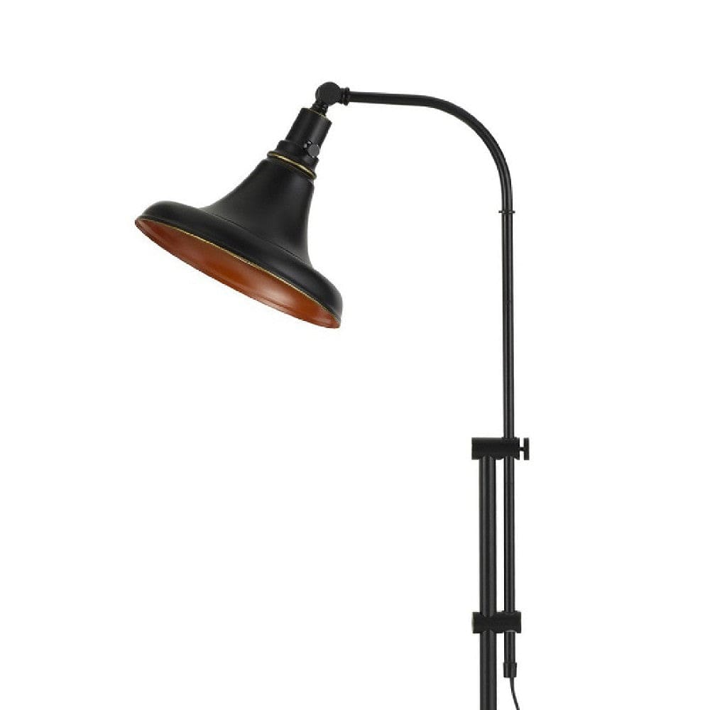 47 Inch Adjustable Metal Floor Lamp and Tapered Shade Black By Casagear Home BM271949