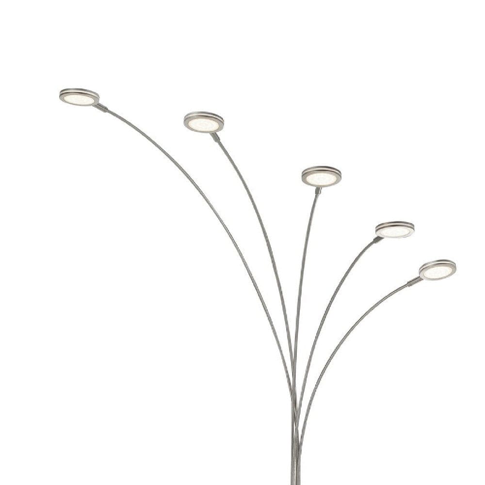 72 Inch Arched Floor Lamp with 5 Branched LED Lights Silver By Casagear Home BM271951