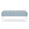 Bernard 49 Inch Velvet and Button Tufted Bench Light Blue By Casagear Home BM272061