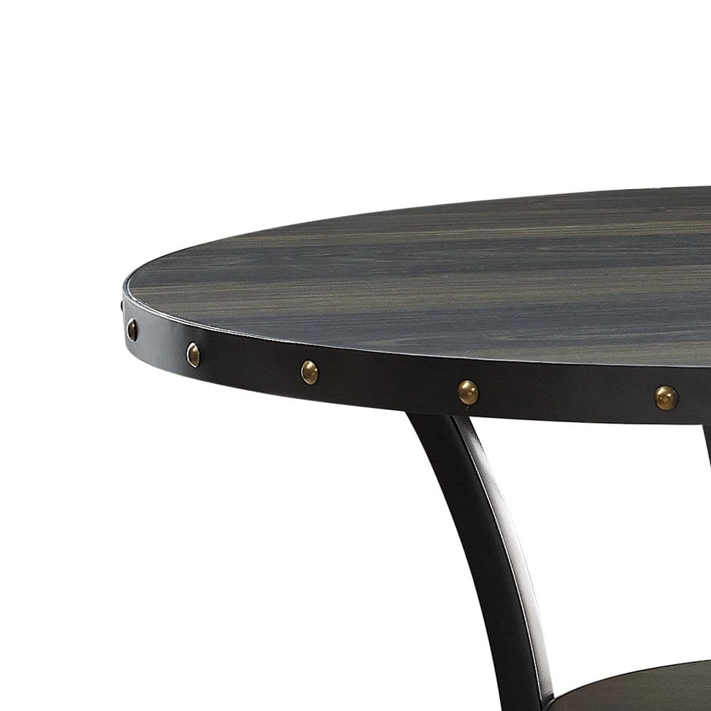 36 Inch Round Wood Bar Table with Flared Legs Black By Casagear Home BM272077