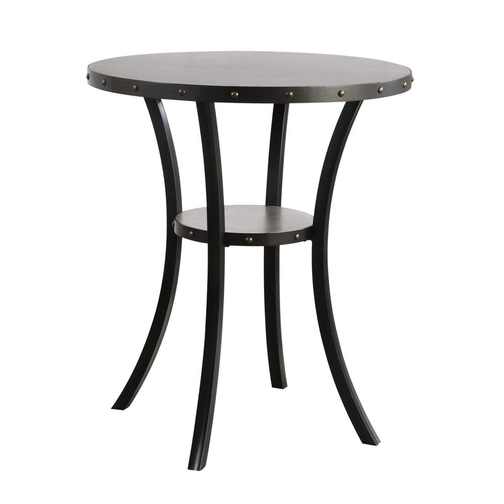 36 Inch Round Wood Bar Table with Flared Legs, Gray By Casagear Home