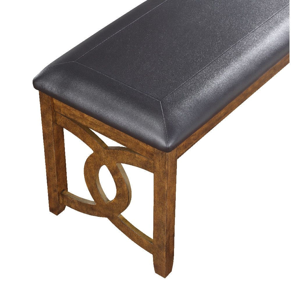 Gary 46 Inch Wood Bench with Leatherette Seat Brown By Casagear Home BM272087