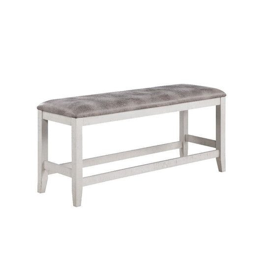 Jay 54 Inch Fabric Upholstered Counter Height Bench, White By Casagear Home