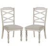 Katherine 38 Inch Side Chair with Fabric Seat, Set of 2, White By Casagear Home