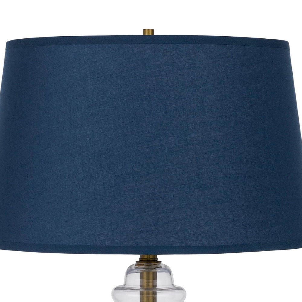 30 Inch Metal Table Lamp Glass Jar Base Blue Clear By Casagear Home BM272203