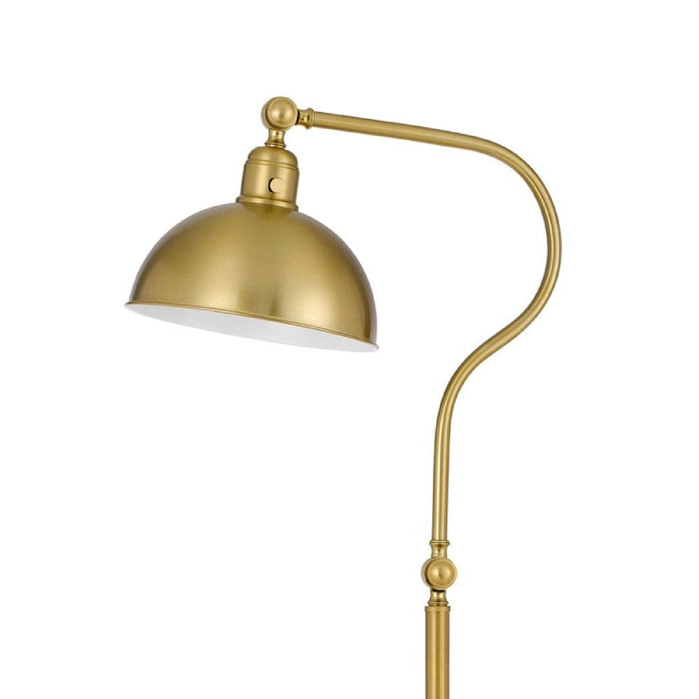 60 Inch Metal Curved Floor Lamp Adjustable Dome Shade Brass By Casagear Home BM272207