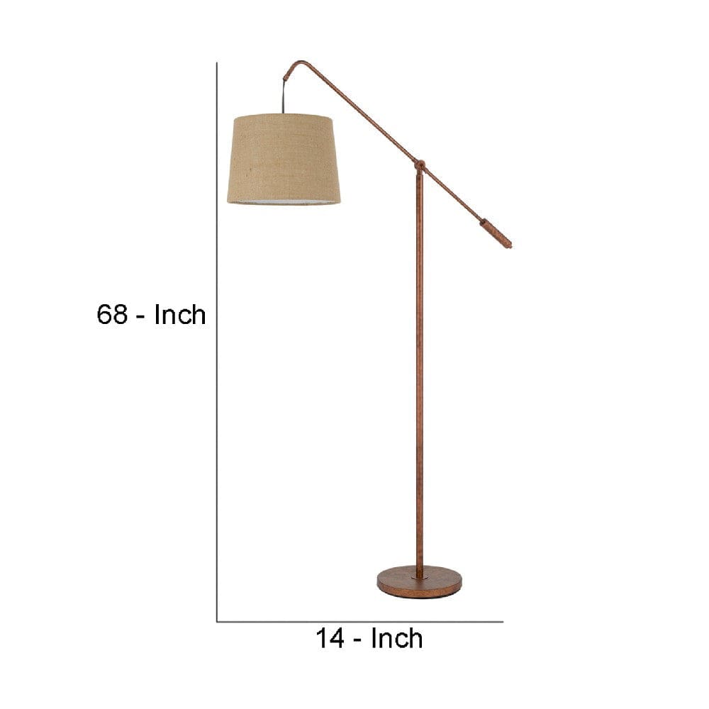 68 Inch Adjustable Arc Arm Metal Floor Lamp Rustic Bronze By Casagear Home BM272212