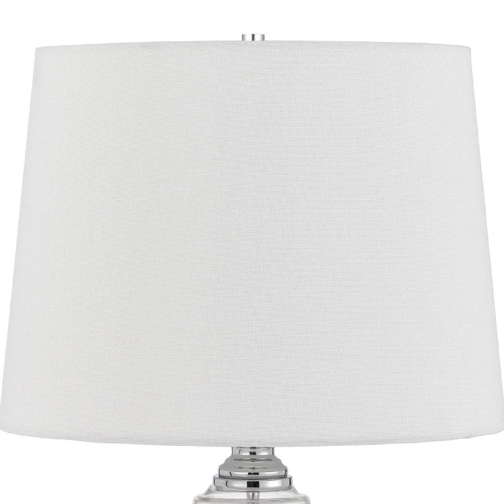 23 Inch Hourglass Ribbed Glass Base Table Lamp Dimmer Clear By Casagear Home BM272213