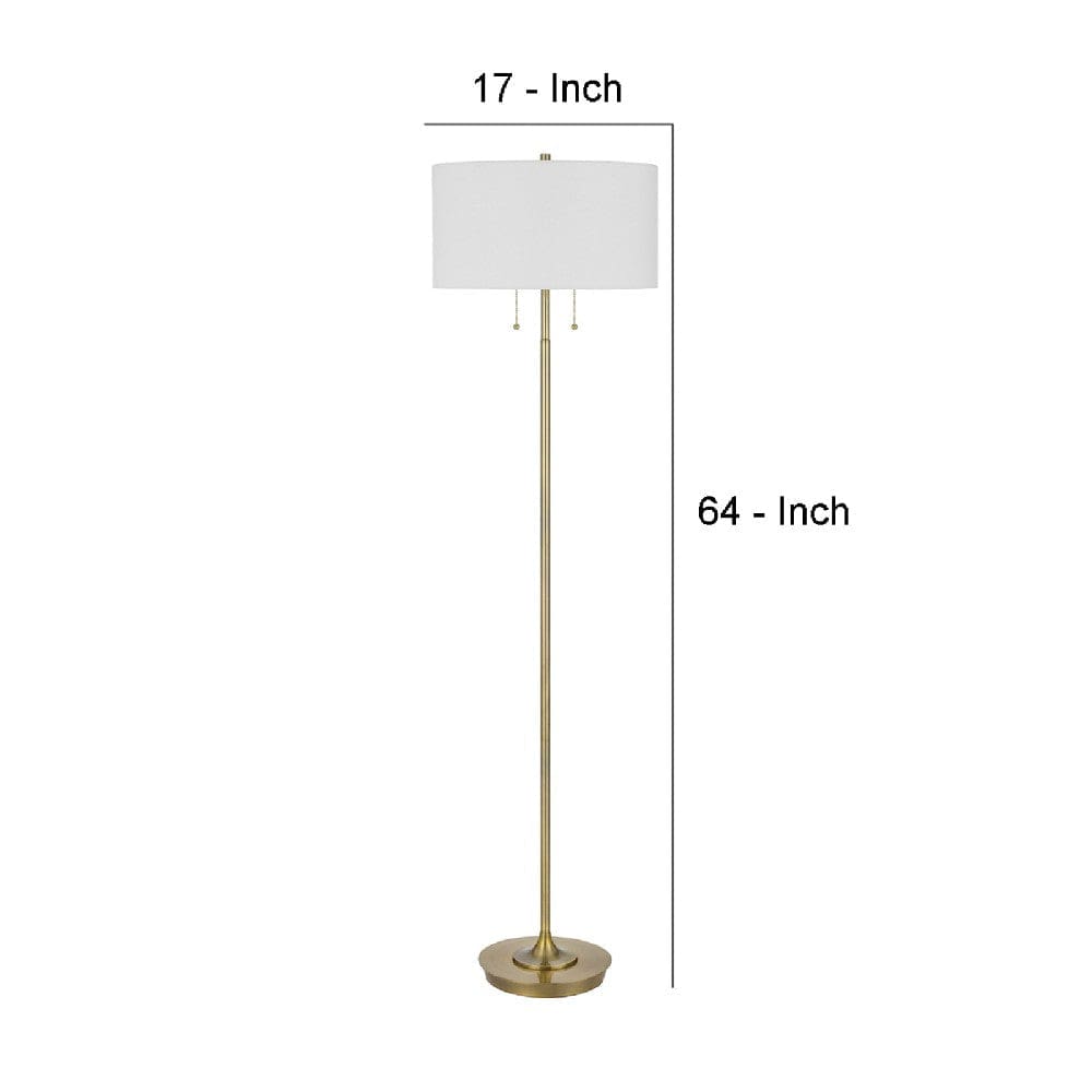 64 Inch Metal Floor Lamp with Pull Chain Switch Brass By Casagear Home BM272214